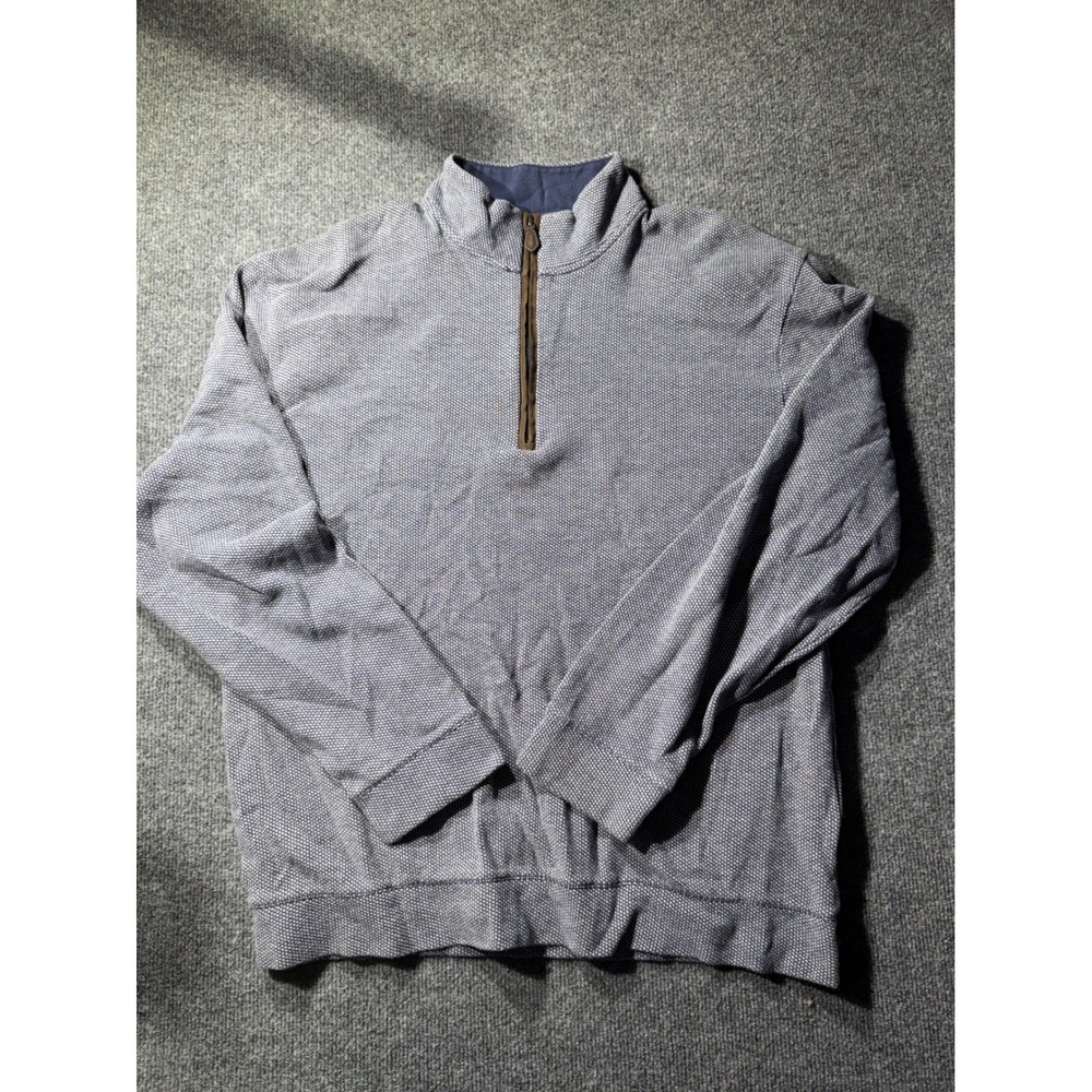 Jos. A. Bank Reserve Mens XL Blue Textured 100% Cotton Quarter Zip Pull RN31608
